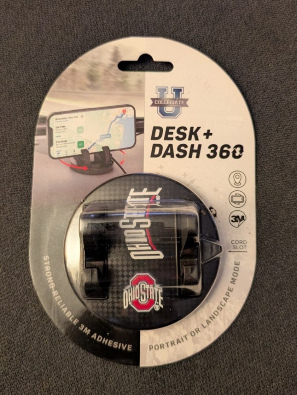 Ohio State University OSU Collegiate Desk + Dash 360 Phone Mount - Black